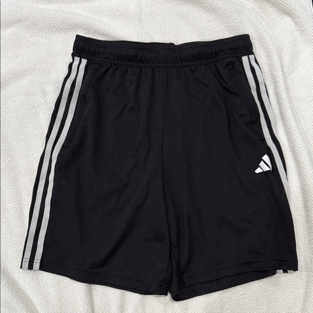 Adidas Men's Black Shorts with White Stripes